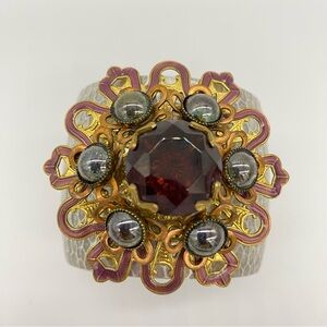 Ollipop Hammered Bracelet Cuff Medallion Sunburst